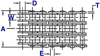 Quad Strand Roller Chain Drawing (Top View)